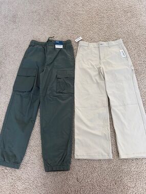 Old Navy Boys Two Cargo Pants - Olive Green & Khaki